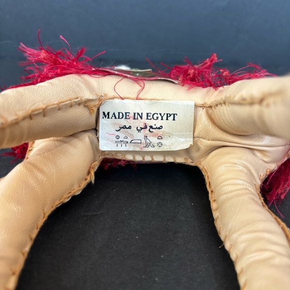 Egyptian Hand Crafted Camel Faux Leather And Fringe Souvenir Decor 10” High. - Picture 9 of 9